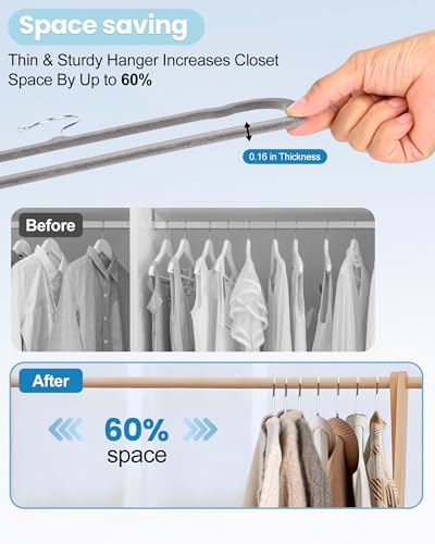 Velvet Hangers Non Slip - 20 Pack Pants Hangers for Grey Felt Hangers - color: Grey Silver Hook