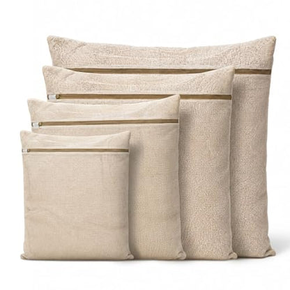 100% Cotton Mesh Laundry Bags for Delicates, Set of 4 Multi Size (S M L XL), Wash Bags with Protective Zipper Cover, Reusable for Clothes, Lingerie & Underwear