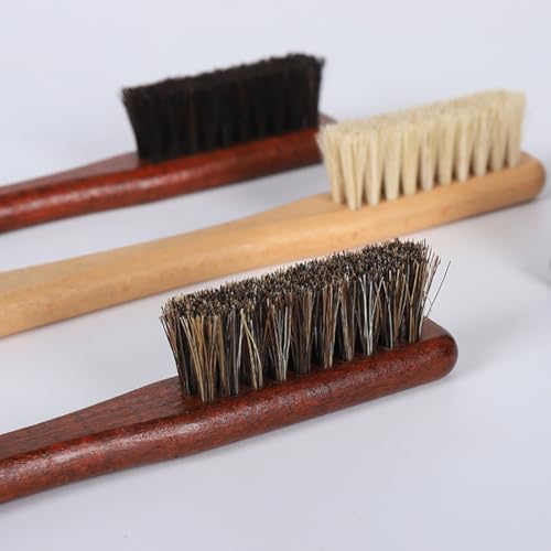 3 Pcs Wooden Laundry Brushes Stain Remover Brushes Small Horse Hair Cleaning Brush Clothes Scrubbing Brush Shoe Polish Applicator Brushes Fabric Leather Cleaning Brushes