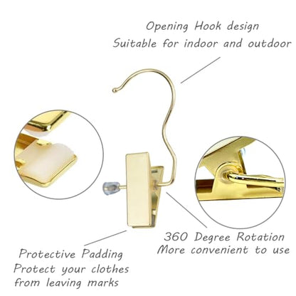 Boot Hangers 4.5" Metal Outfit Hanger Gold Hanging Clips for Gloves Shoes Laundry Hooks Hair Extension Wigs Clips Portable Home Travel Hangers for Hat, Towels, Bras, Socks 12Pack - color: Gold