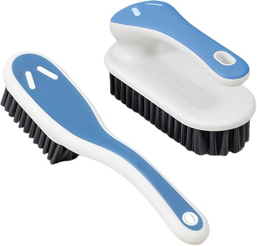 Gentle Scrubbing Tool Set for Laundry and Household Stain Removal, Handheld Scrubbers for Shoes, Clothes, Carpets, Bathroom Tiles, Blue, 2 Pack (Blue) - color: Blue