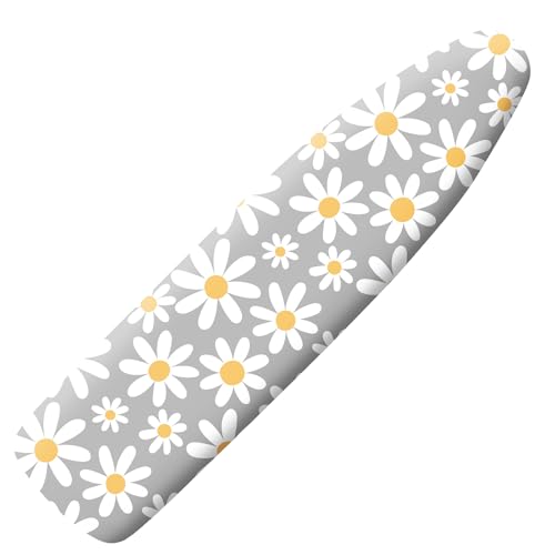 Extra Thick Ironing Board Cover and Pad, 15x54 Ironing Board Cover, Resist Scorching and Staining,Elastic Edges,Grey White Daisy Spring Summmer Flowers - color: Daisy Grey