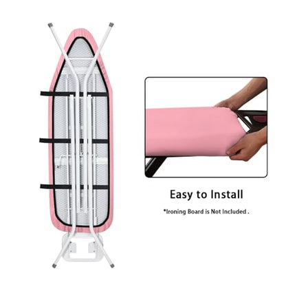 Ironing Board Cover and Pad Standard Ironing Board Full Size with Elastic Edge and Hook and Loop Fasteners Meat Pink Stain Resistant Cover for Ironing Board - color: Meat Pink
