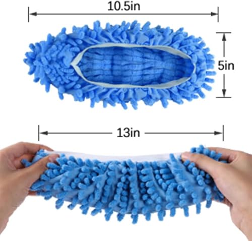 1 Pair Mop Slipper Shoes Cover,Soft Washable Shoes Cover,Reusable Foot Socks for Floor Cleaning,Sweeping Mop Tool for House Kitchen Office-Blue - color: Blue