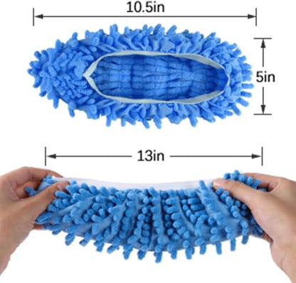1 Pair Mop Slipper Shoes Cover,Soft Washable Shoes Cover,Reusable Foot Socks for Floor Cleaning,Sweeping Mop Tool for House Kitchen Office-Blue - color: Blue