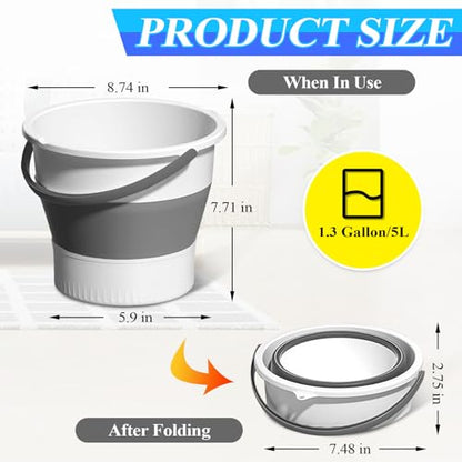 Collapsible Bucket 1.3 Gallon/5L Small Capacity Foldable Cleaning Buckets - color: Small White