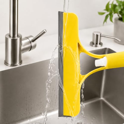 3-in-1 Glass Squeegee, Yellow Plastic Window Cleaning Tool - color: Yellow