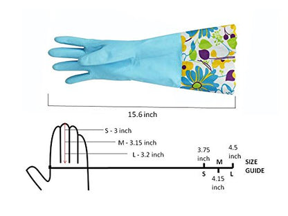 Finnhomy Household Gloves Latex free cleaning Gloves with soft fiber lining extra long cuff 15" and Vinyl Textured Grip 2 PairSmall, Mixed - color: Pink/Blue, size: Small (Pack of 2)