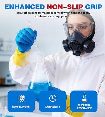 antools Neoprene and Rubber Blend Heavy-Duty Chemical Gloves, Protective industrial gloves for Resist Acid, Alkali, Hazmat, cleaning, dishwashing, Medium - color: Black (Pack of 1), size: Medium (8)