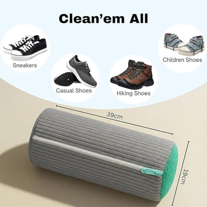 Shoe Washing Bag for Laundry Machine – Heavy-Duty Sneaker Laundry Bag Protector with Thick Microfiber Cushion, Zipper Cover & Mesh Sides – Shoe Cleaner Bag for Washer & Dryer (Grey) - color: Grey