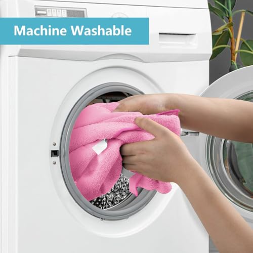 HOMEXCEL 50PK Microfiber Cleaning Cloth, Cleaning Rag for Home, 11.5x11.5in (Pack of 2) - color: Pink