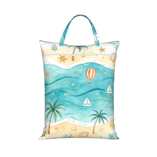 Beach Travel Laundry Bag Washable Dirty Clothes Bag for Gym - color: Beach 2