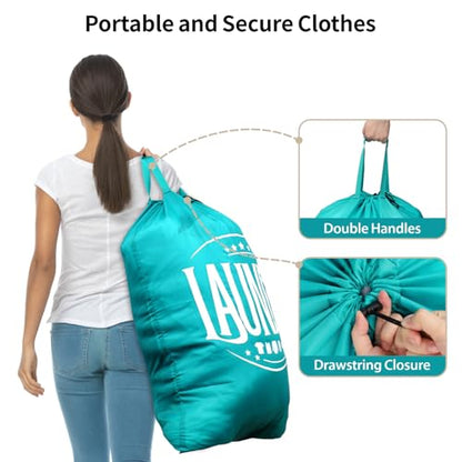 Travel Laundry Bags 2 Pack - Dirty Clothes Travel Bag for Cruise, 24x36 in - color: With Handles, 2 Pack, Blue+Grey