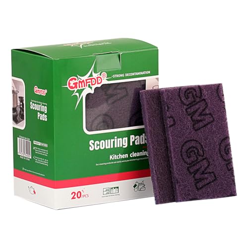 20 Pack Heavy Duty Green Scouring Pads, Bulk Non Scratch Scrubbing Pads for Household Cleaning, Kitchen, Dishes, Pots, Pans, Grill, Reusable, Multipurpose Scrubber Pads - color: Purple