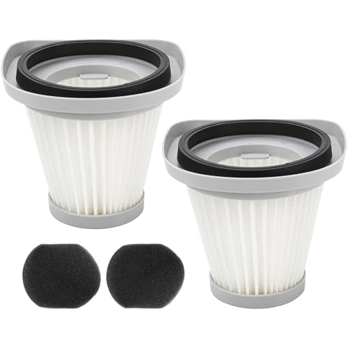 2 Pack Washable Replacement 2-in-1 Corded Stick Vacuum Cleaner Filters – HEPA Filter Accessories Compatible with Merlin SC861, SC861A Upright Models, 8.5CM Height Gray White Plastic Parts