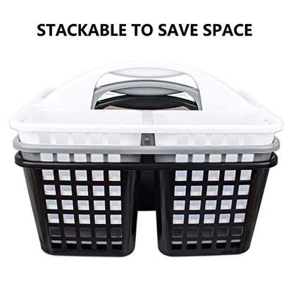 Portable Shower Caddy Basket Plastic Storage Basket with Compartments Black - color: Black
