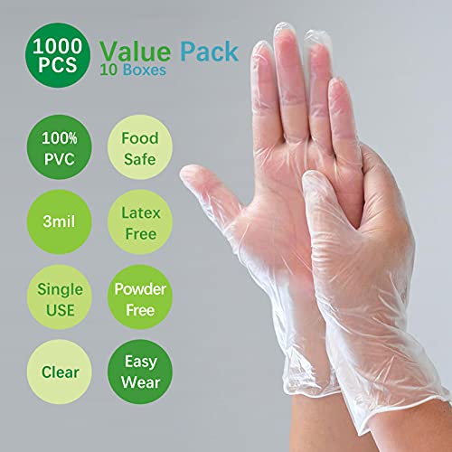 Dr.GreenPanda Clear Vinyl Disposable Gloves Food Safe Powder/Latex Free