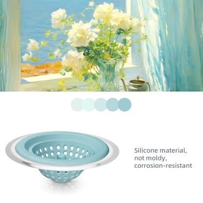 2 PCS Kitchen Stainless Silicone Sink Strainer, 4.5 inch Diameter… (Baby Blue) - color: Baby Blue