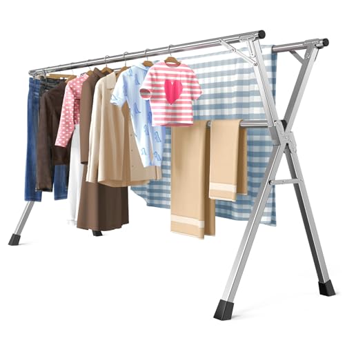 Folding Stainless Steel Laundry Drying Rack 79 Inches - size: 79''
