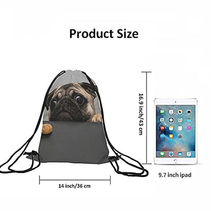Art Cute Pet Drawstring Bags Backpack Bag Dog Lovely Animal Little Puppy Art Funny Pug Face Eyes Fashion Design Cookie Sport Gym Sack Drawstring Bag String Bag Yoga Bag for Men Women - color: Multi-a158