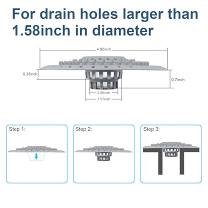 Bathtub Drain Hair Catcher, Silicone Tub Hair Catcher Drain Protector Strainer, Collapsible Shower Hair Drain Catcher Strainer for 1.48'' to 1.75'' Regular Drains, 3PCS