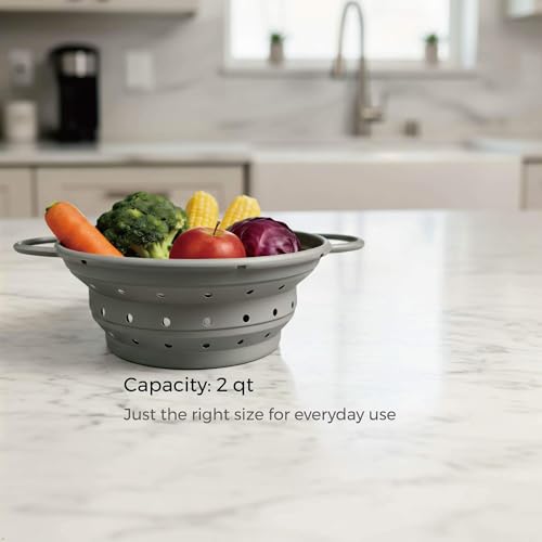 2‑Quart Silicone Collapsible Colander & Kitchen Collapsible Strainer - size: 2-Quart