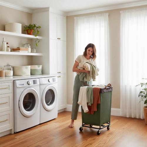 StorageWorks 160L Laundry Basket with Wheels, Rolling Hampers for Clothing - color: Green, size: 160L