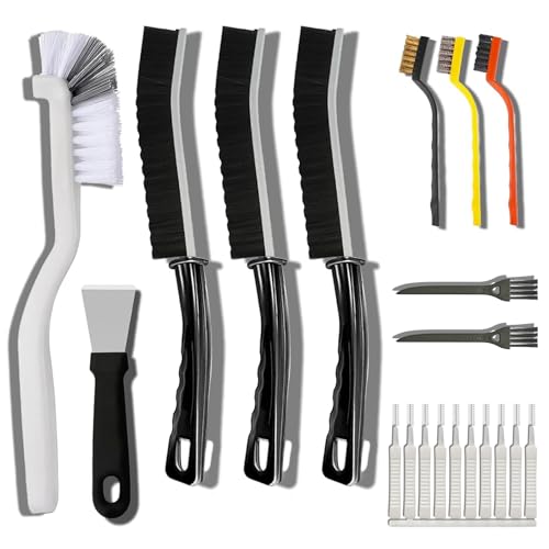 20-Piece Crevice Cleaning Brush Set - Multifunctional Kit with Precision Brushes, Scraper&Shower Cleaner Brush for Car, Kitchen, Bathroom, Grout, Sink, Cup, Teapot, Bottle, Blender, Corners &More