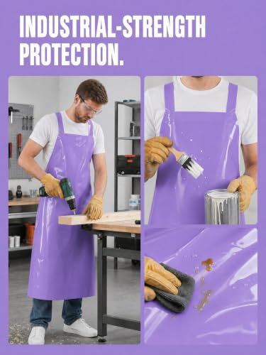 Molaxhome TPU Waterproof Apron Lightweight Oil-resistant Chef Apron - color: Purple