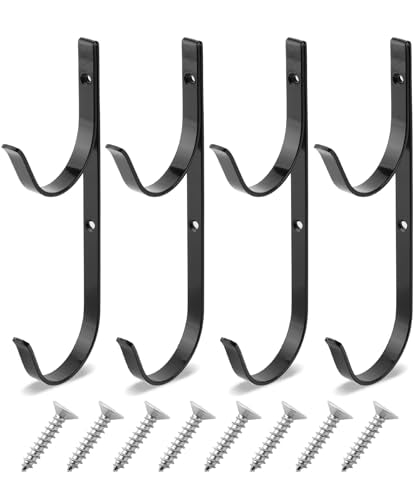UNCO- Pool Pole Hanger, 4 Pack, Black, Holder Set, Hooks for Telescopic Poles, Skimmers, Leaf Rakes, Nets, Brushes, Vacuum Hose, Garden Tools and Swimming Pool Accessories - color: Black, size: 4 Pack