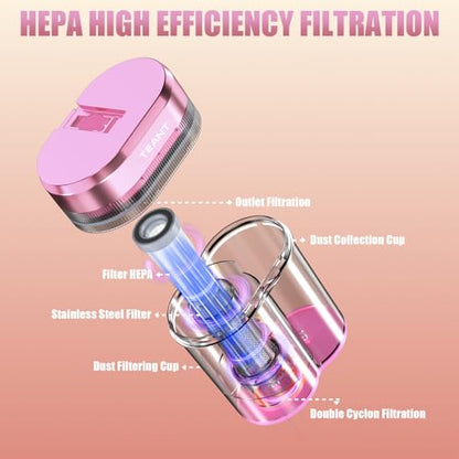 Teant Mattress Bed Vacuum Cleaner, 16 kPa Suction & 253.7nm UV-C, MV-Pink - color: Pink