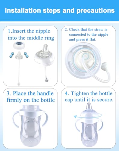 Sippy Cup Conversion Kit for Philips Avent Natural Baby Bottles, Weighted Straw Transition Set with Soft Silicone Spout Nipples, Bottle Handles & Cleaning Brushes, 4 Pack, 6m+ - size: 1 Count (Pack of 4)