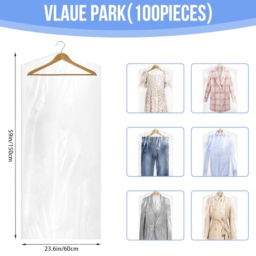 100 Pack Dry Cleaning Bags for Clothes, 60x150 cm - size: 60 x 150 cm