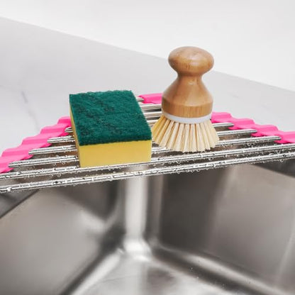 Tomorotec Triangle Roll Up Dish Drying Rack 304 Stainless Steel Rose - color: Rose
