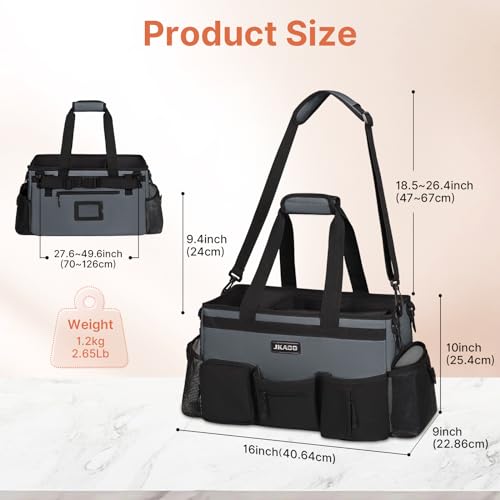 JKAOO Large Wearable Cleaning Caddy Bag with Handles, Gray - color: Gray