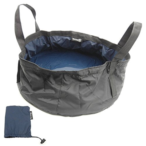 TRENDBOX Foldable Wash Basin Sink Water Bag Portable Mini 8.5L for Footbath Camping Hiking Outdoor Durable Design - color: Dark Blue