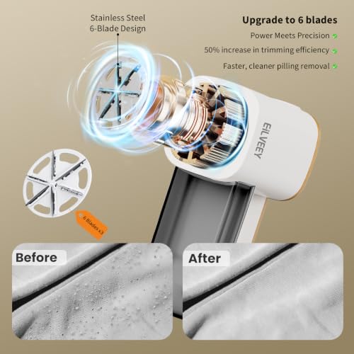 Eilveey Fabric Shaver Rechargeable Lint Remover with 3 Extra Blades & Light