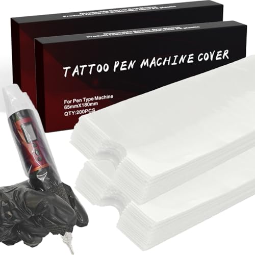 Yugui 400pcs Tattoo Machine Pen Covers Bags - Tattoo Gun Sleeves 2.4x7" - color: Clear, size: 400pcs