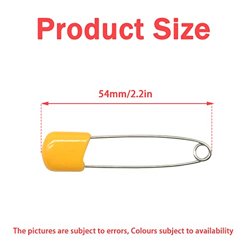 50 PCS Safety Pin 54mm/2.2in Baby Diaper Pins for Cloth Plastic Head Baby Pins for Diapers Stainless Steel Cloth Pins with Locking Closures Nappy Pin for Crafts（DT/Orange） - color: Orange