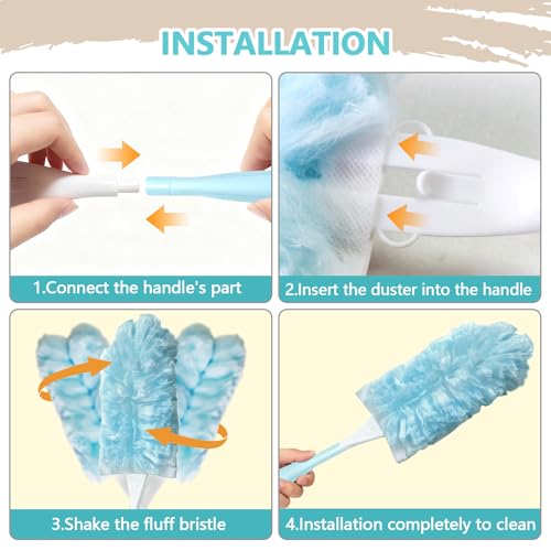 40 Pack Duster Refills Kit Disposable for Swiffer Duster Handle - color: Blue, size: 40pcs