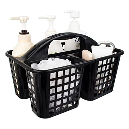 Portable Shower Caddy Basket Plastic Storage Basket with Compartments Black - color: Black
