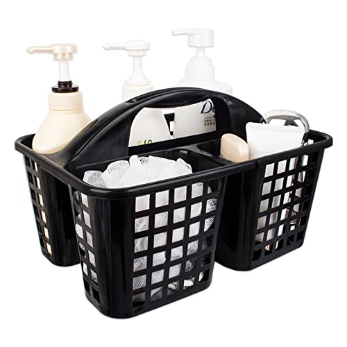 Portable Shower Caddy Basket Plastic Storage Basket with Compartments Black - color: Black