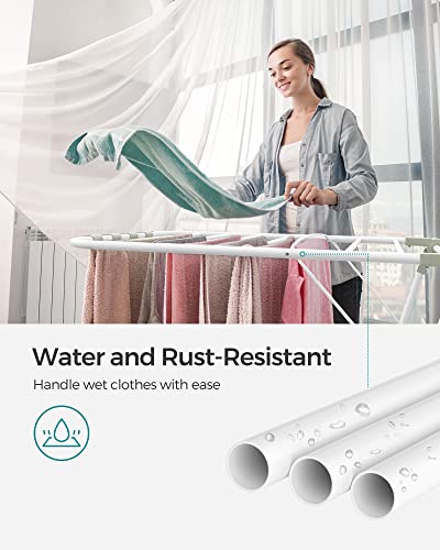 SONGMICS Clothes Drying Rack, Foldable Space-Saving Laundry Drying Rack - color: White + Green, size: 1 Tier （21.7"d x 58.3"w x 39.4"h）