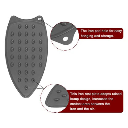 HARFINGTON 2pcs Silicone Iron Rest Pad, Multipurpose Iron Hot Resistant Mat Iron Rest Plate for Ironing Board Hot Heat Resistant Steam Compact Mat, Grey - color: Gray