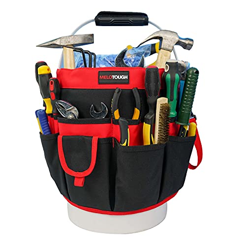 MELOTOUGH Bucket Caddy Organizer Bucket Tool Organizer for Garden Tools Fit 3.5 to 5 Gallon Bucket (Red) - color: Red