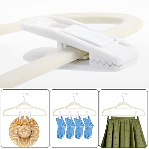 Tinfol White Velvet Hanger Clips 50Pack, Strong Flocked Finger Clips, Large Opening Pants Clip, Clothes Pin for Thin Suit Skirt Pant Clothes Hangers - color: White, size: 50PC
