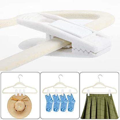 Tinfol White Velvet Hanger Clips 50Pack, Strong Flocked Finger Clips, Large Opening Pants Clip, Clothes Pin for Thin Suit Skirt Pant Clothes Hangers - color: White, size: 50PC