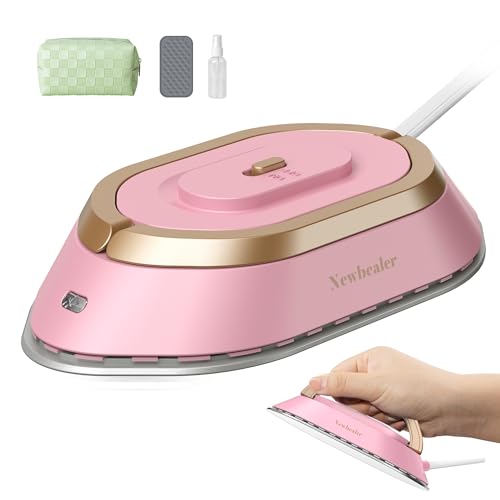 Newbealer Travel Iron Set, 100-240V Mini Dry Iron for Clothes (No Steam) - color: Pink