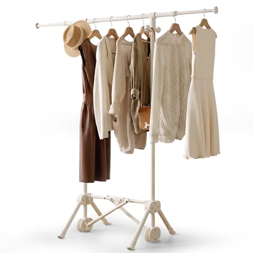 Small Clothes Rack, Foldable Clothing Rack with 3 Adjustable Height