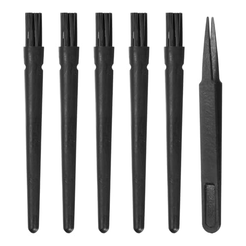 PATIKIL ESD Brush, 5Pcs Electronic Cleaning Brush Set with Tweezers Anti Static Cleaning Tools Plastic Pen-Shaped Nylon for PCB Computer Keyboard Camera 3D Printers, 18x11mm Bristles - size: 18 x 11 mm / 0.71 x 0.43 Inch